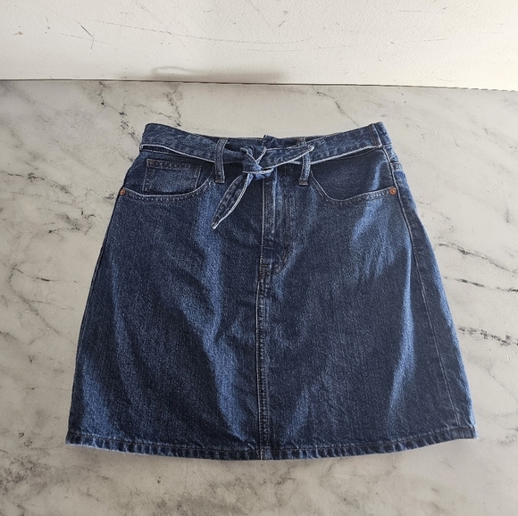 Madewell Rigid Denim Straight Blue 100% Cotton Mini Skirt 27 Preowned - Picture 3 of 6